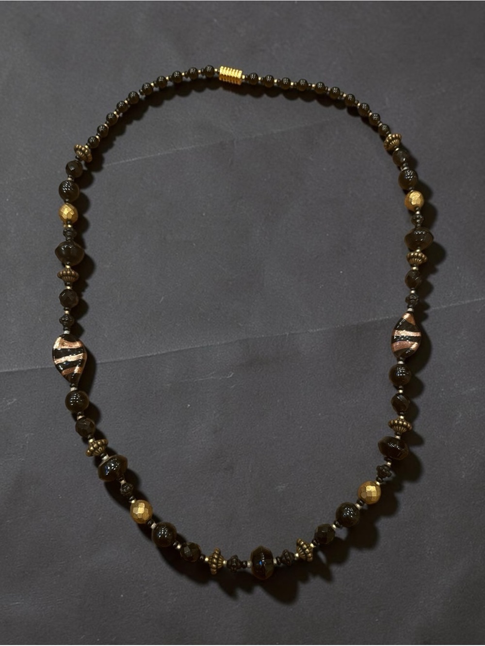 Black and Gold Glads Beaded Necklace